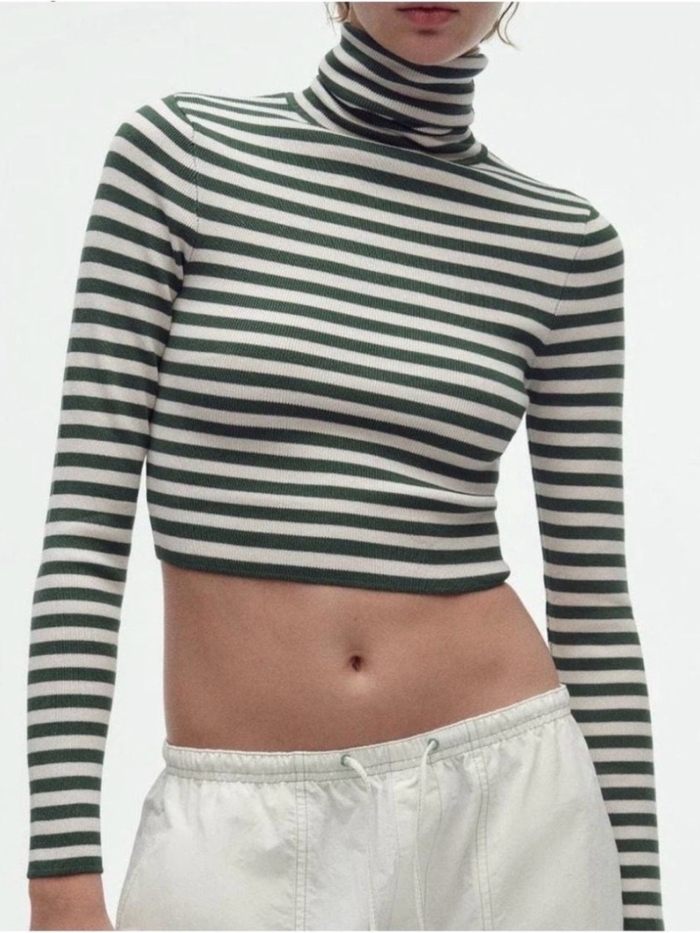 NWT Zara Striped Cropped Turtleneck Sweater Size Small